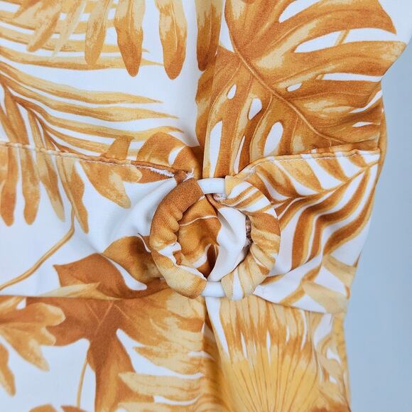 Janie and Jack Yellow One Piece Swimsuit Tropical Palm Bathing Suit | Girl's 6 - Picture 4 of 16